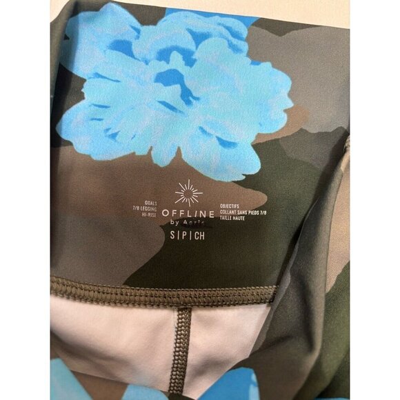 Aerie Offline Goals High Rise 7/8 Leggings Camo Floral Blue size Small NWOT - Picture 7 of 10